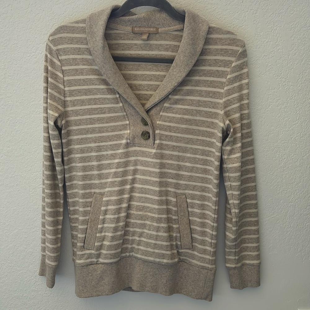 Banana Republic Striped Cotton Sweatshirt Sweater